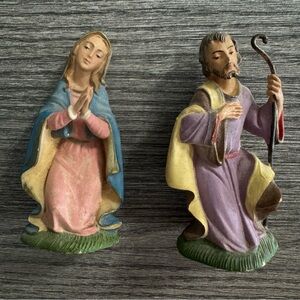 Vtg Fontanini Depose Italy Mary And Joseph Pre 80s Nativity Figurine Spider Mark